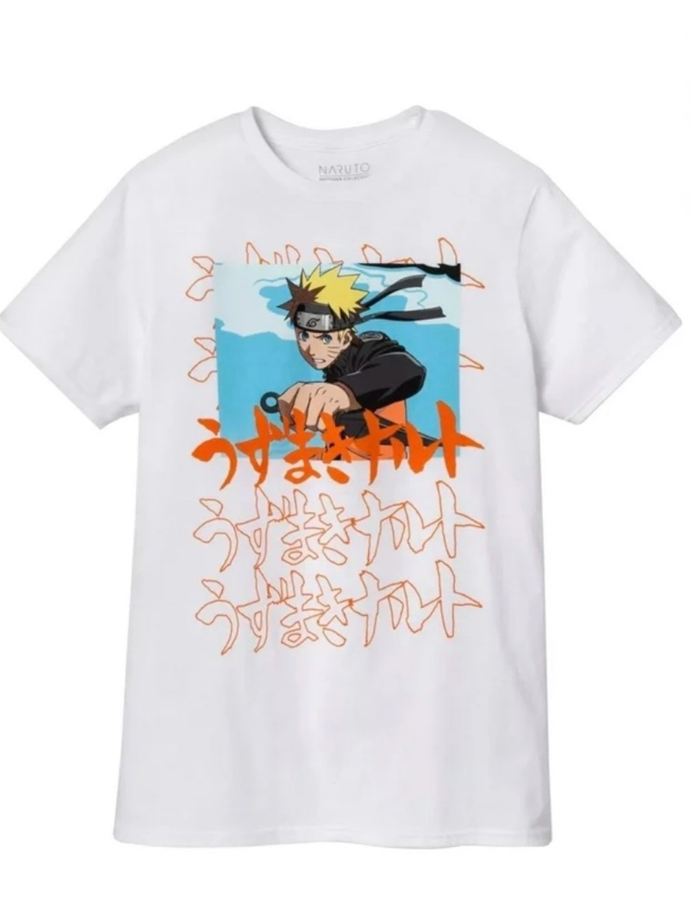 Naruto Shippuden Uzumaki White Graphic T-Shirt Short Sleeve Anime Men’s M NWT